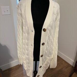 Merokeety Cozy Cream Cable Knit Cardigan Size XL